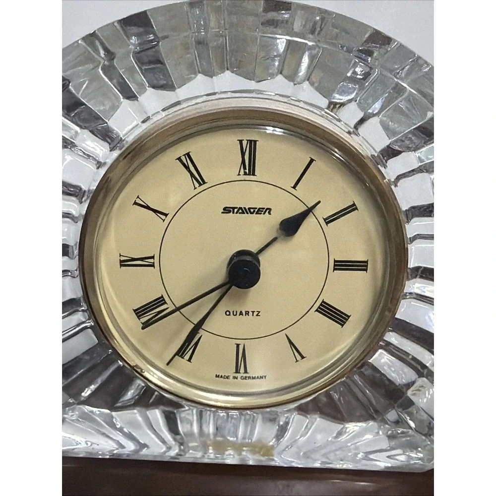 Vintage Staiger Mantle Clock with Cut Crystal Case and Quartz Movement W Germany